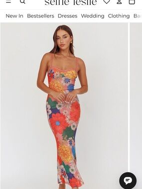 SELFIE LESLIE Girl Power Lace Strap Maxi Dress Orange